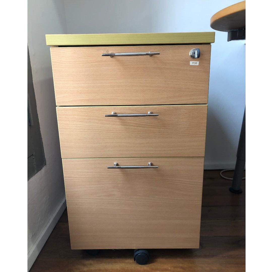 Office Side Table with 3 Drawers, Furniture & Home Living, Furniture, Tables  & Sets on Carousell