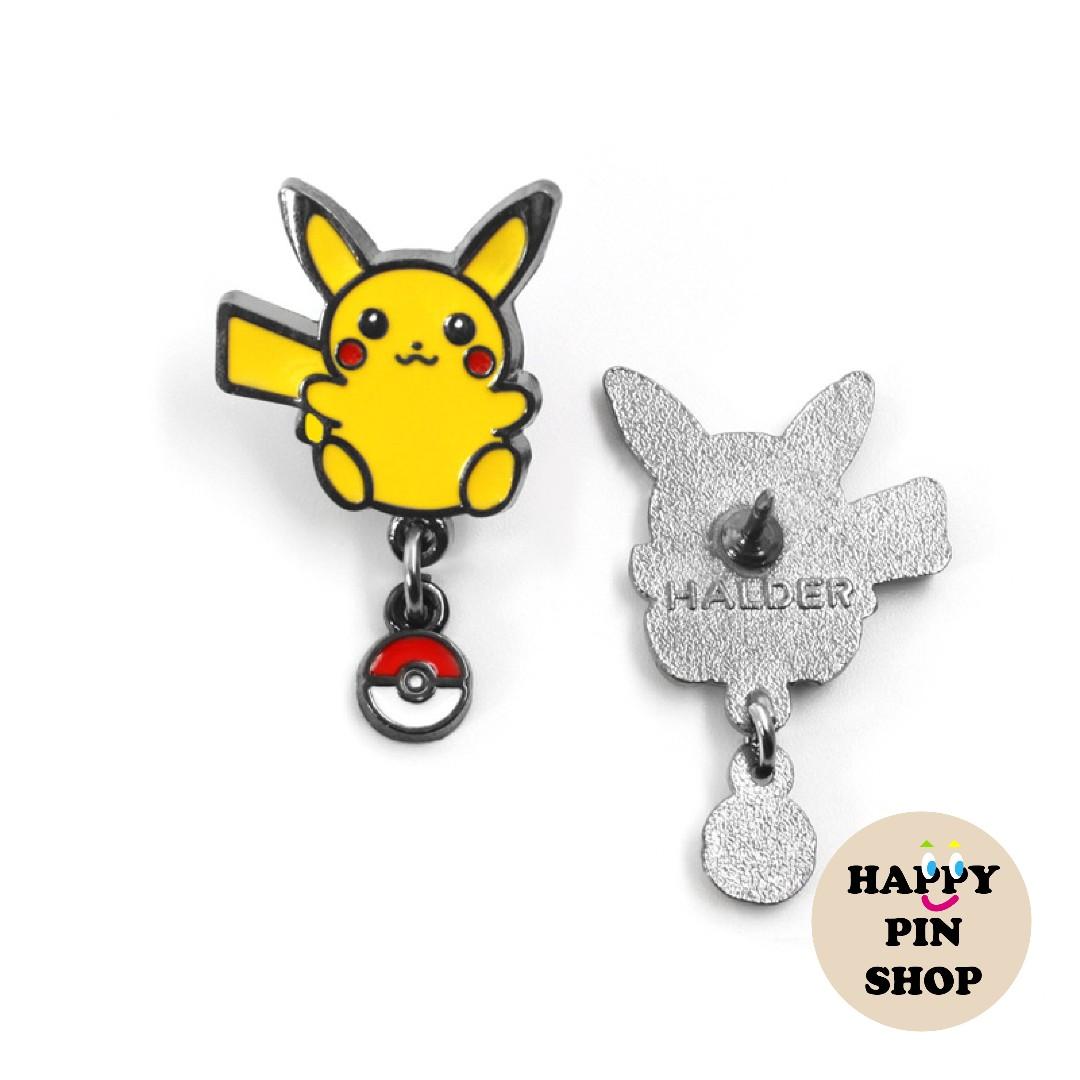 Pikachu Poké Ball Dangle Enamel Pin - Pokemon pins, Men's Fashion ...
