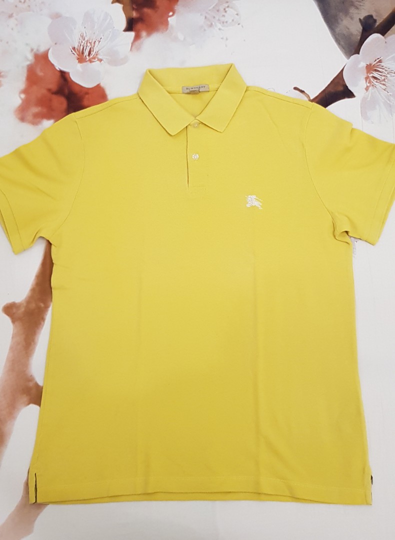 Polo Burberry Yellow Original 100 Fesyen Pria Pakaian Atasan Di Carousell