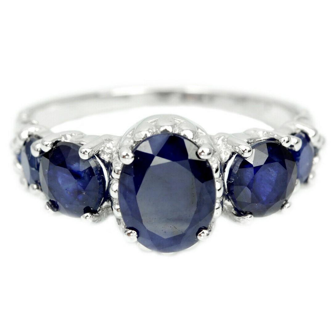 Stunning Genuine Blue Sapphire 5 Stone 925 Ring Women S Fashion Jewellery Rings On Carousell