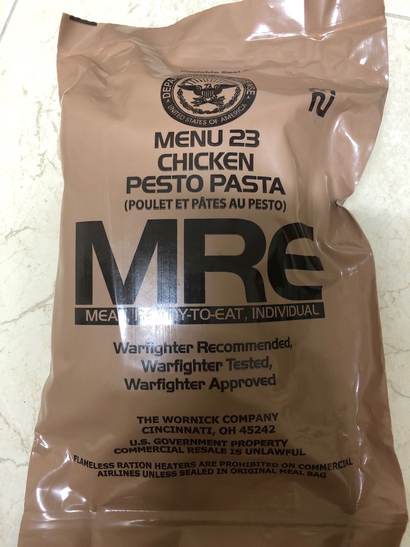 US MRE menu 23 Chicken Pesto Pasta, Everything Else on Carousell