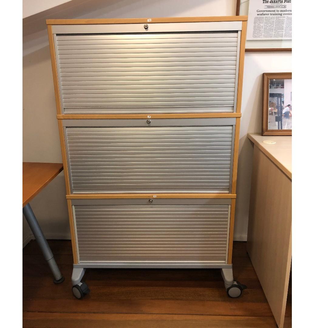 Wooden Cabinet With Metal Sliding Doors 3 Tiers Furniture Shelves Drawers On Carousell