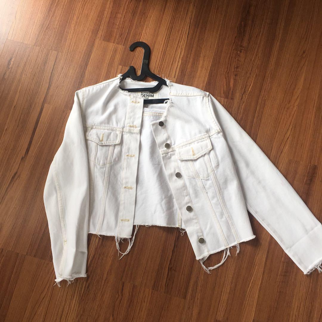zara white denim jacket
