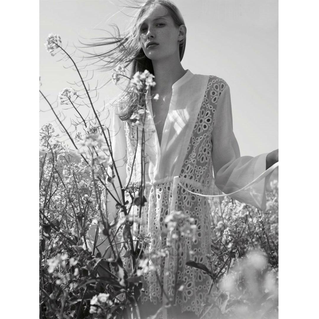 Zara Woman LINEN Eyelet Tunic Summer Beach Cover up Short