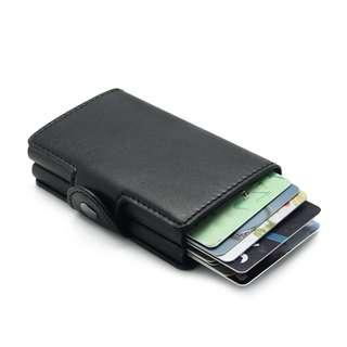 Automatic Pop Up RFID Blocking Anti-theft Microfiber Leather Card Wallets Holder Case