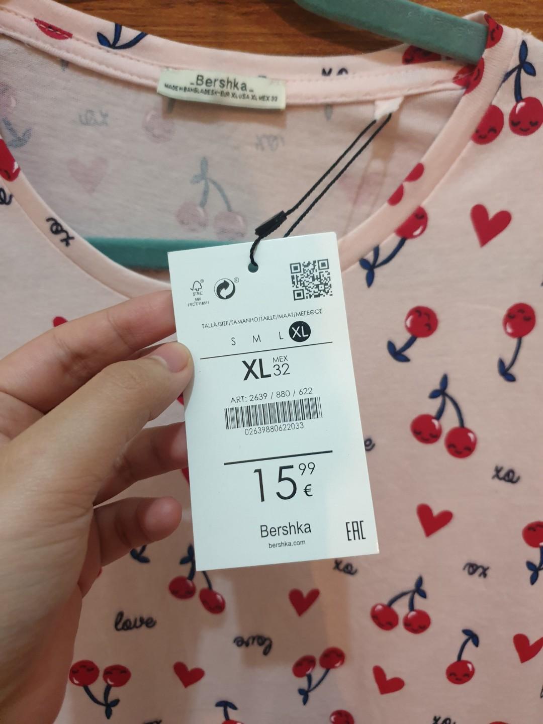 Bershka cherry tshirt top (Category: Others Tops) located in Makati City. Submitted by treenasamonte (Listing ID 218918951, Image 2). Description: Brand new Bershka shirt for only 380 pesos Original retail price at 15.99 euros. See tag for size and price :) never worn, not my size :).
