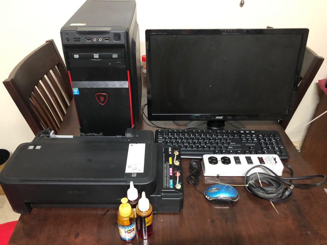 desktop with printer