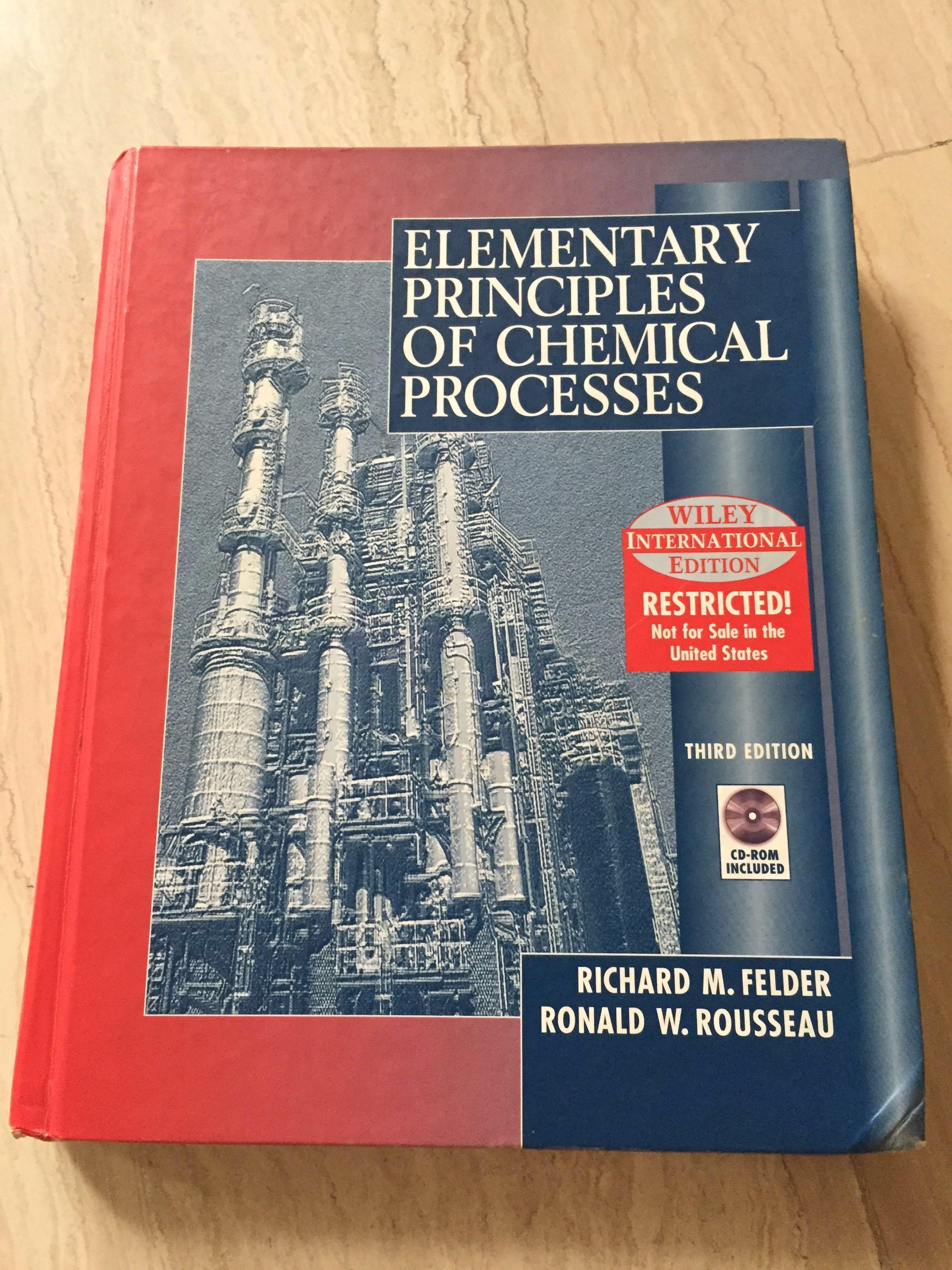 Elementary Principles Of Chemical Processes By Felder Books