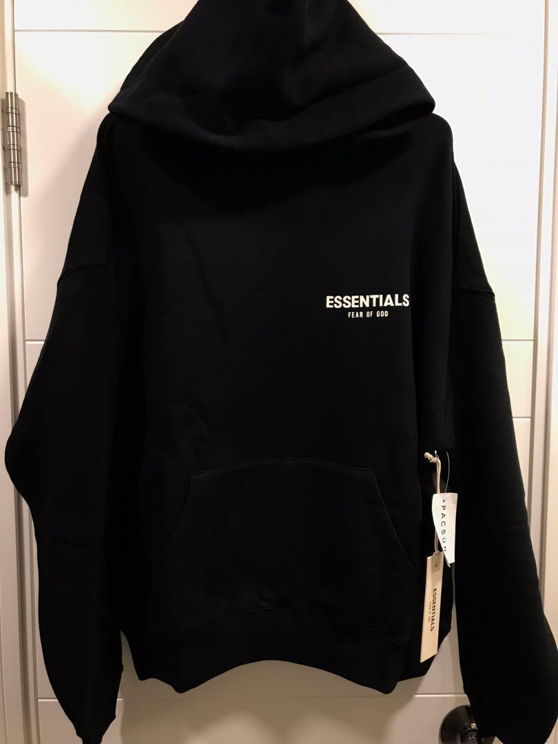 fear of god essentials 3m logo pullover hoodie black