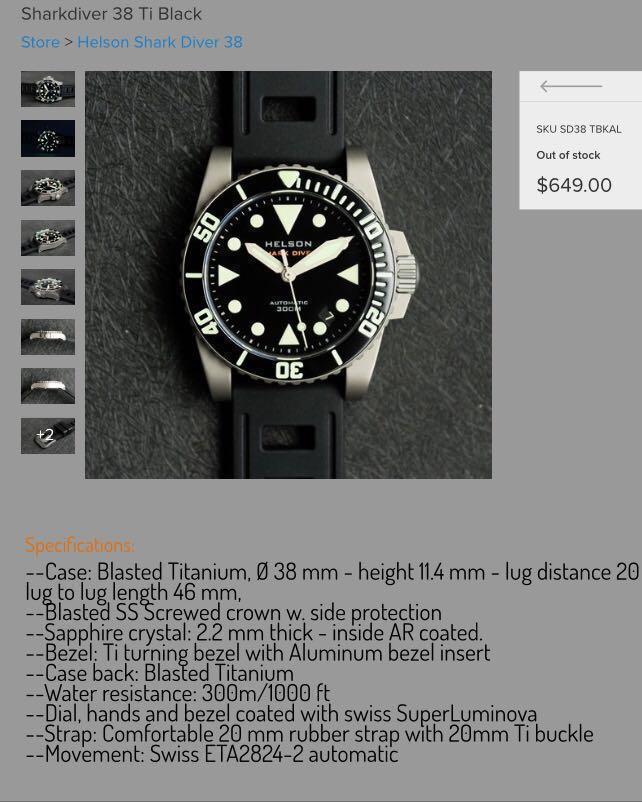 helson shark diver 38 titanium