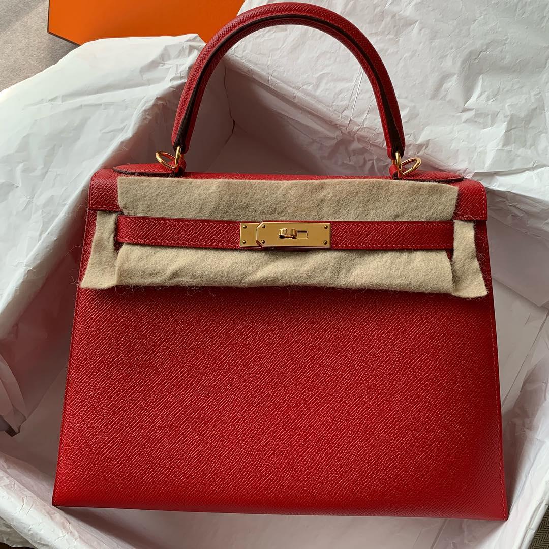 Hermes Kelly 28 Sellier Rouge Casaque Red Epsom Gold Hardware