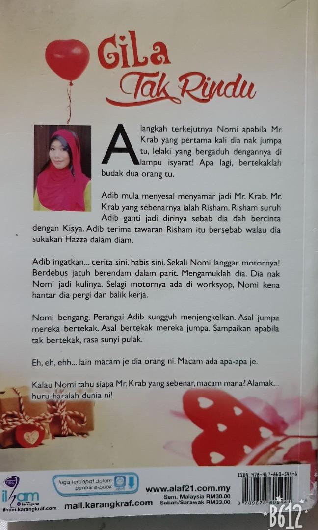 Malay Novel Gila Tak Rindu Hobbies Toys Books Magazines Assessment Books On Carousell