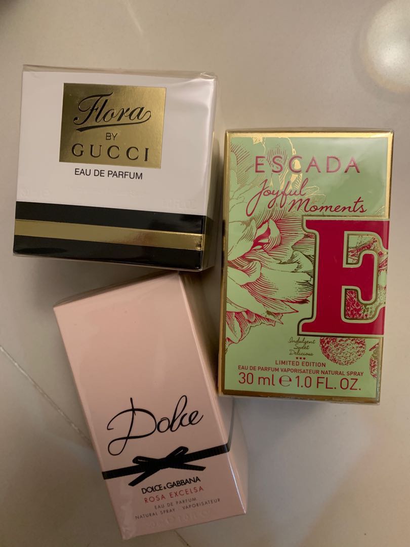 Perfume Edp Escada Joyful Moment 30ml Gucci Flora 30l Dg Rosa
