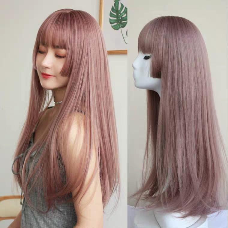 Pink Wig Female Long Curly Hair Big Wave Lolita Wig Cute Long
