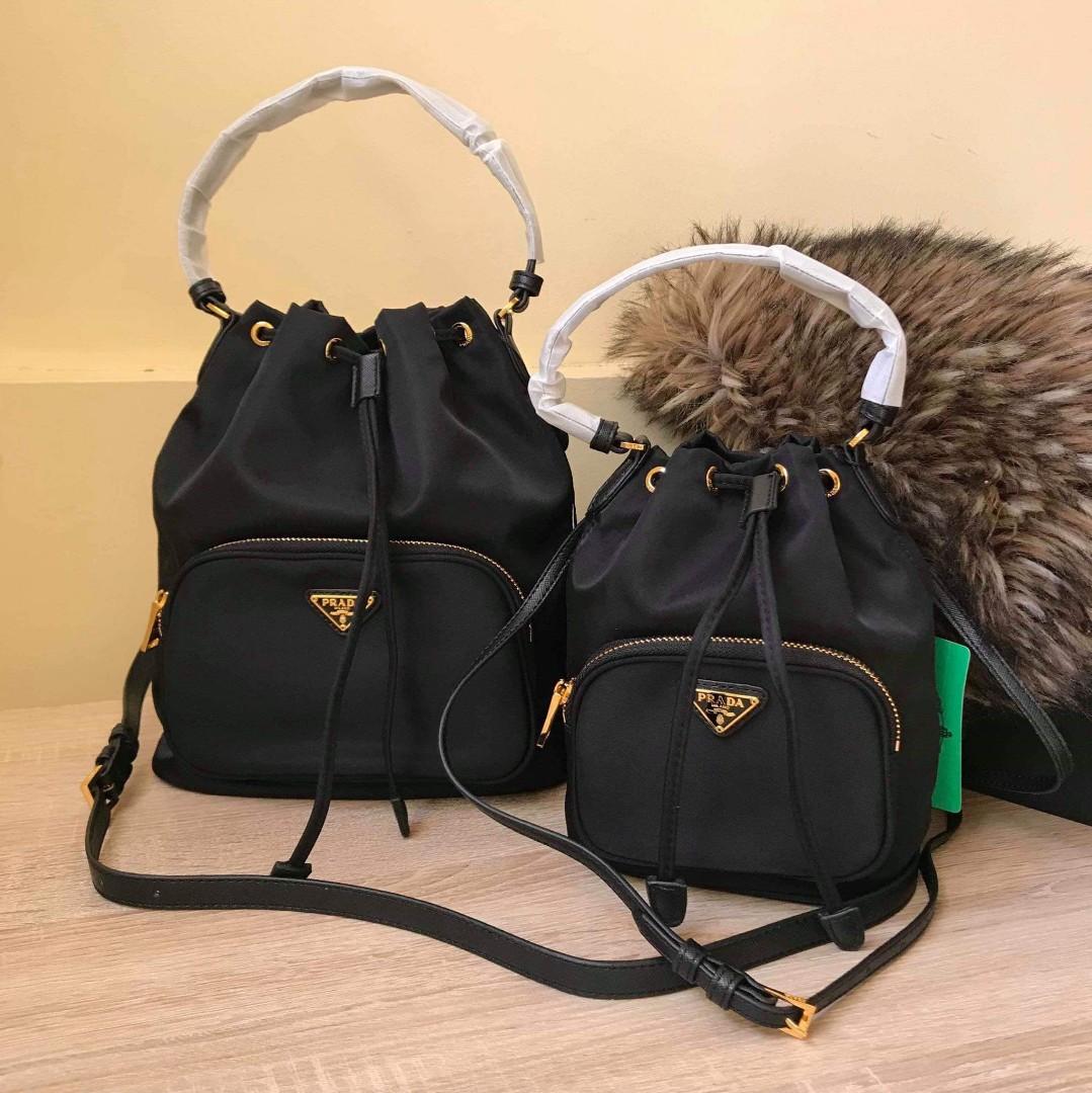prada tessuto mini bucket crossbody bag