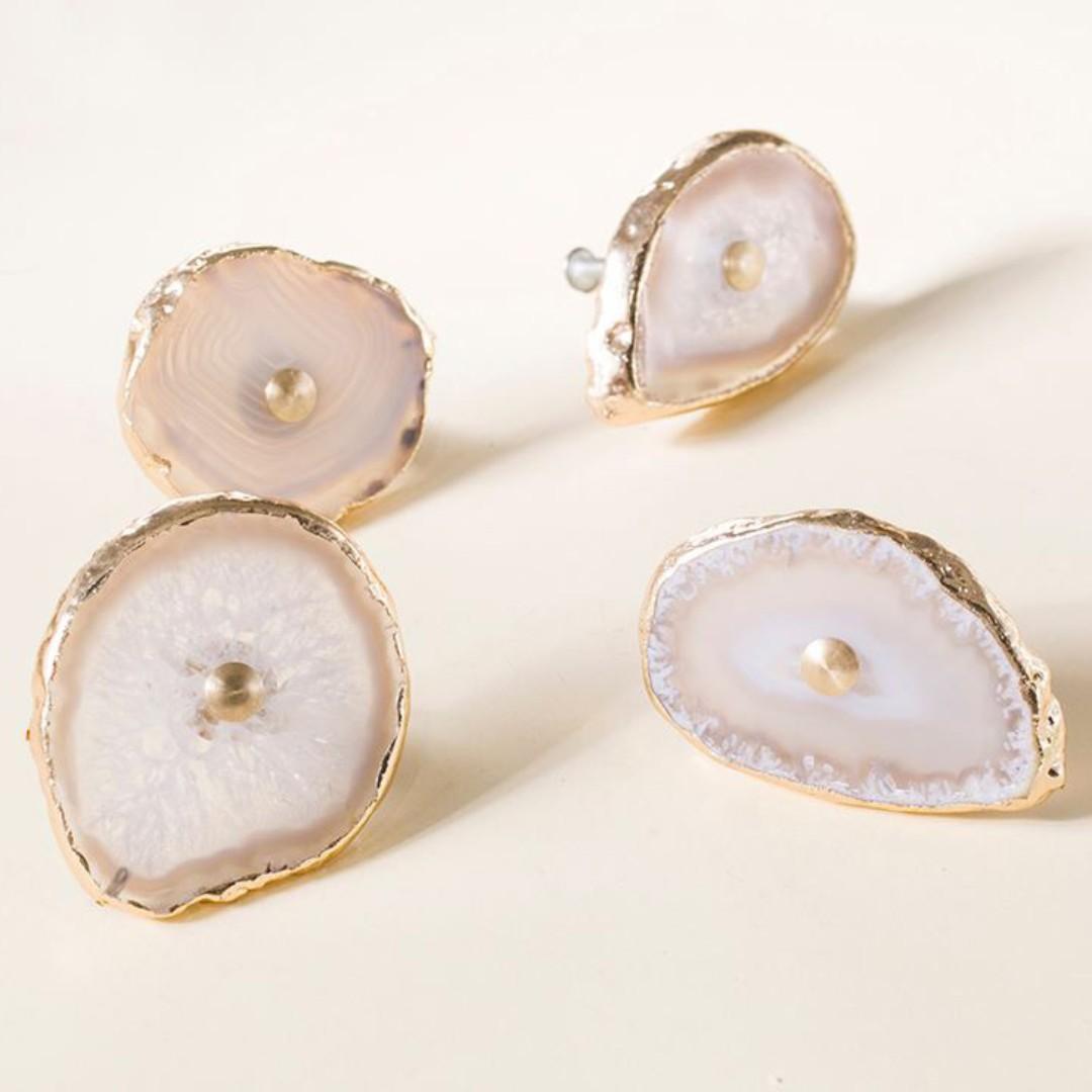 Real Agate Door Knobs Handles White Furniture Shelves