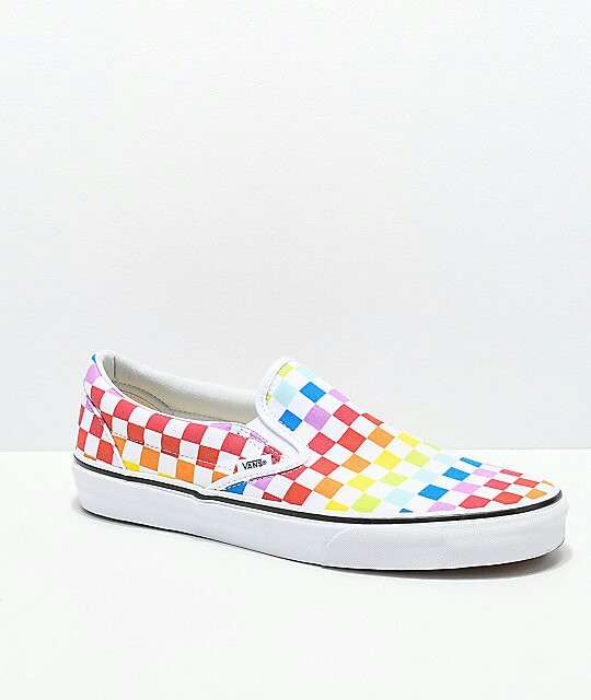 vans rainbow checkered shoes