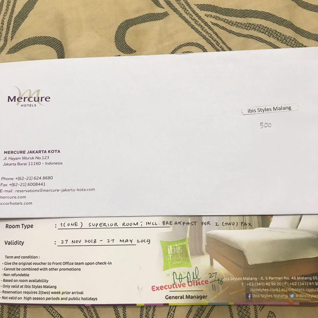 Voucher Hotel Ibis Style Malang Tiket Voucher Kartu Hadiah Voucher Di Carousell