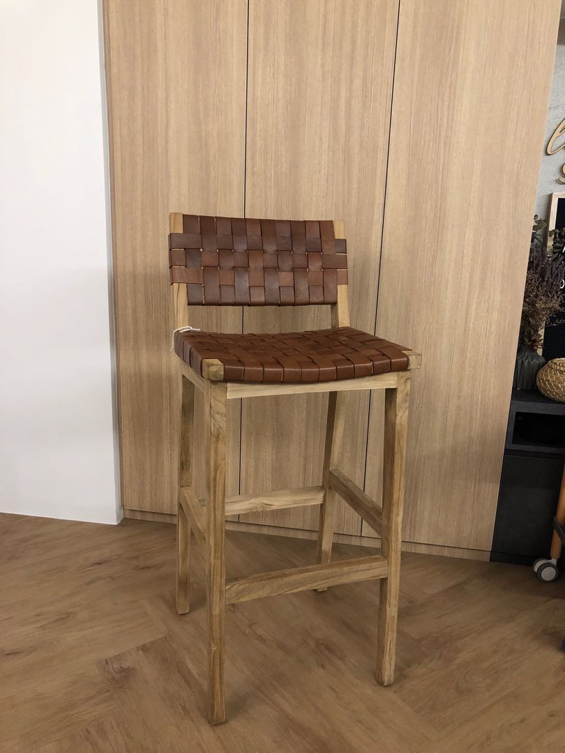 Woven Leather Strap Counter Bar Stool Furniture Tables Chairs On Photo