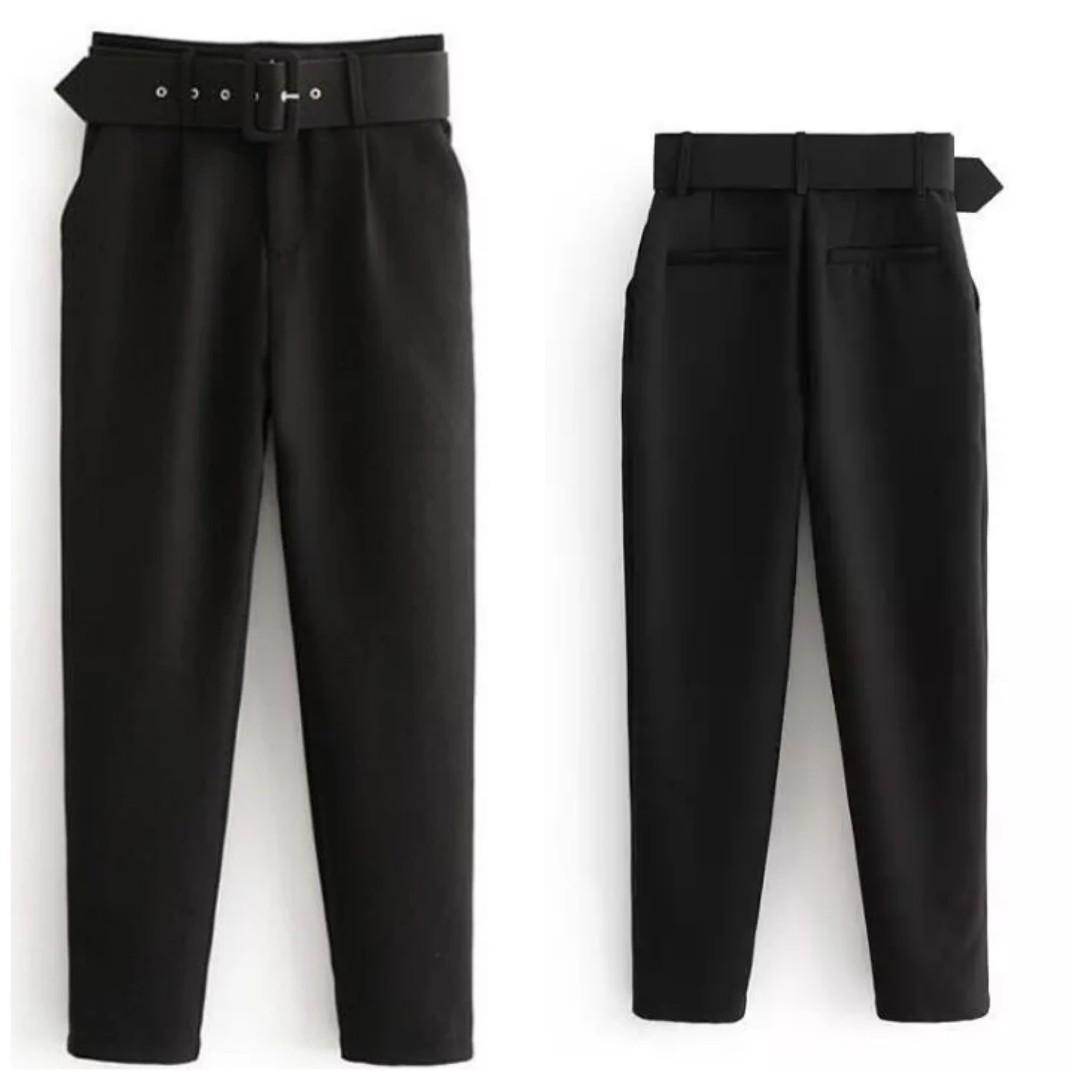 zara black high waisted pants