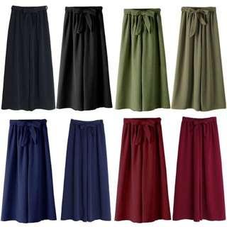 Ready Stock 1 Day Ship Women Bowknot Loose Wide Leg Elastic Pants