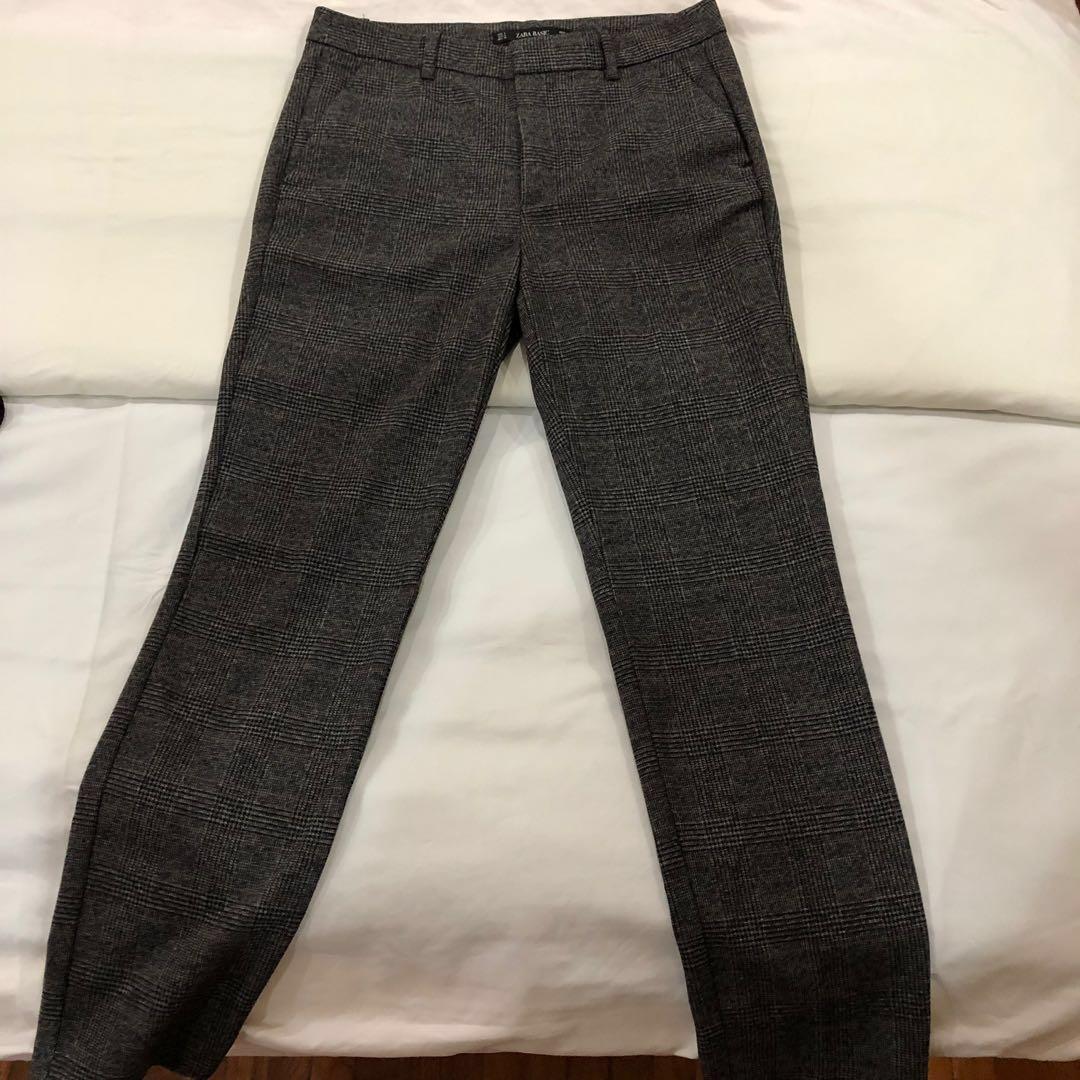 Zara Plaid Grey Slim Fit Pants Trousers, Women's Fashion, Bottoms, Other  Bottoms on Carousell