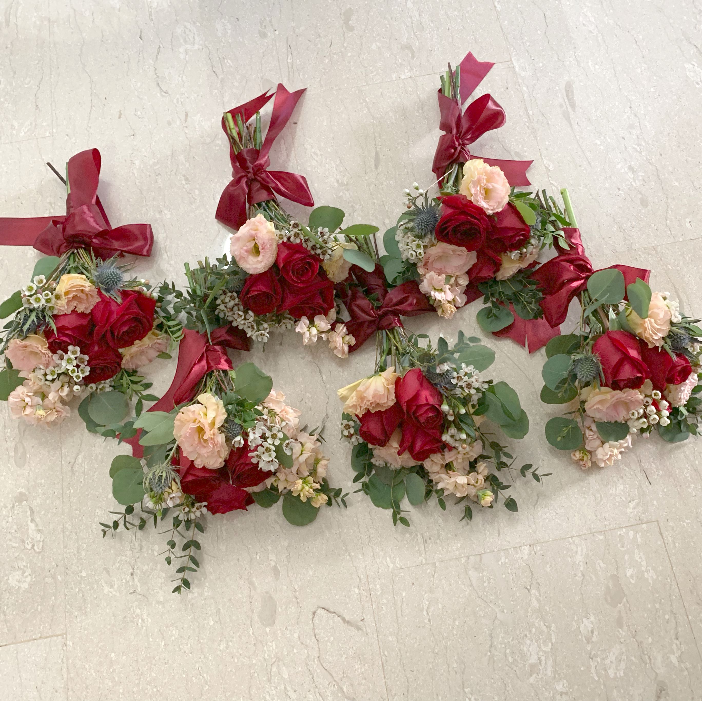 Red Roses Bridesmaid Bouquets