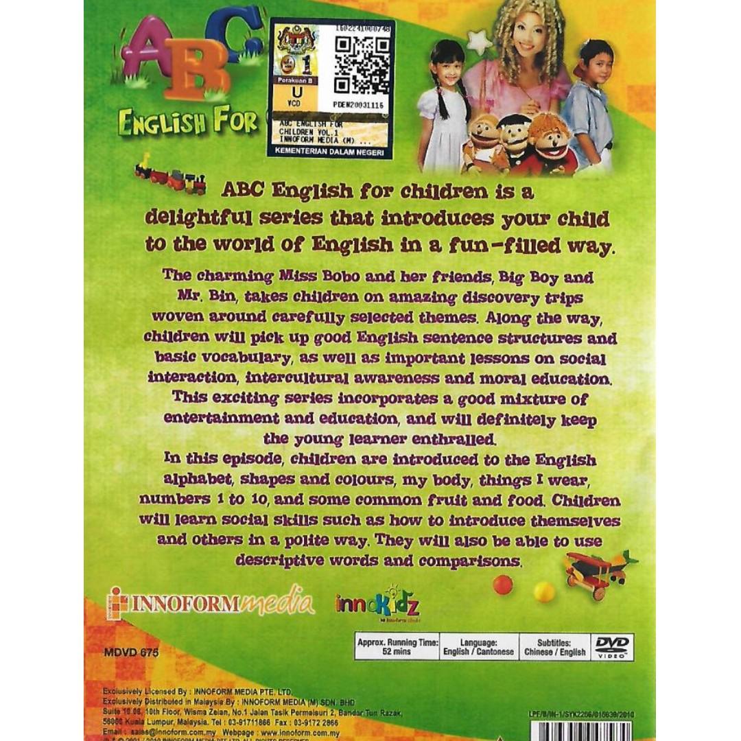 DVD ABC English For Children Vol.1, Hobbies & Toys, Music & Media, CDs ...