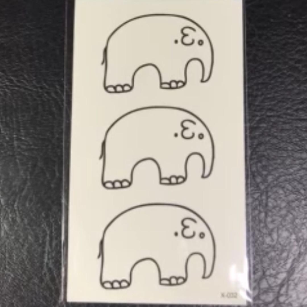 Elephant Cute Outline Sketch Feminine Minimalist Temporary Tattoo