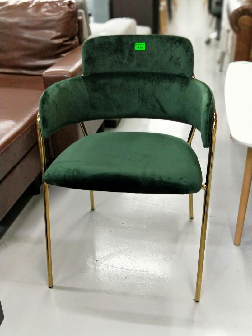emmex chair in emerald green with gold legs furniture