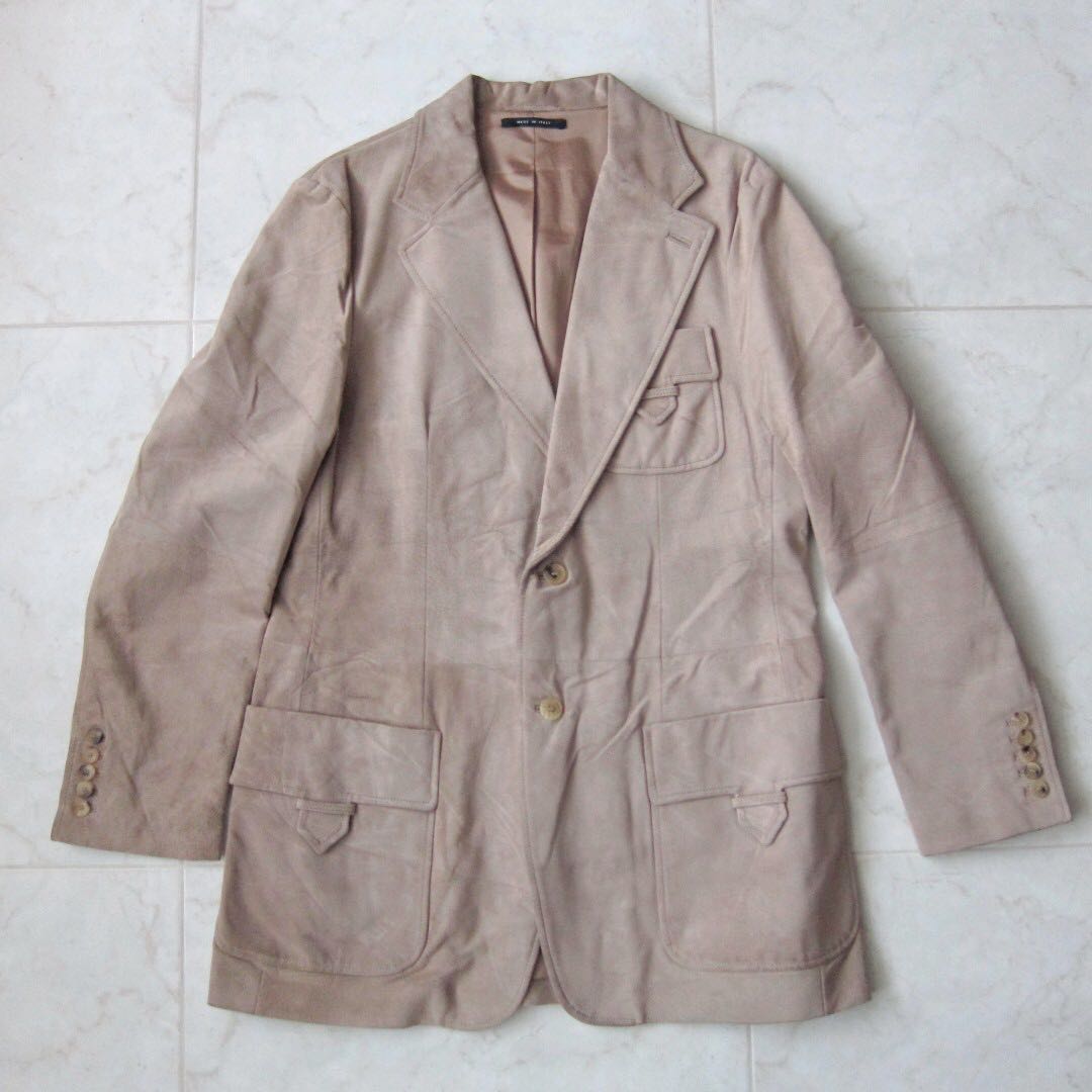 Gucci Safari Style Suede Leather Jacket Men s Fashion Coats