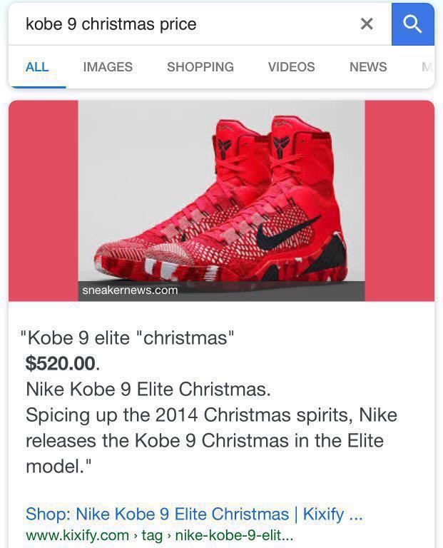 kobe 9 christmas price