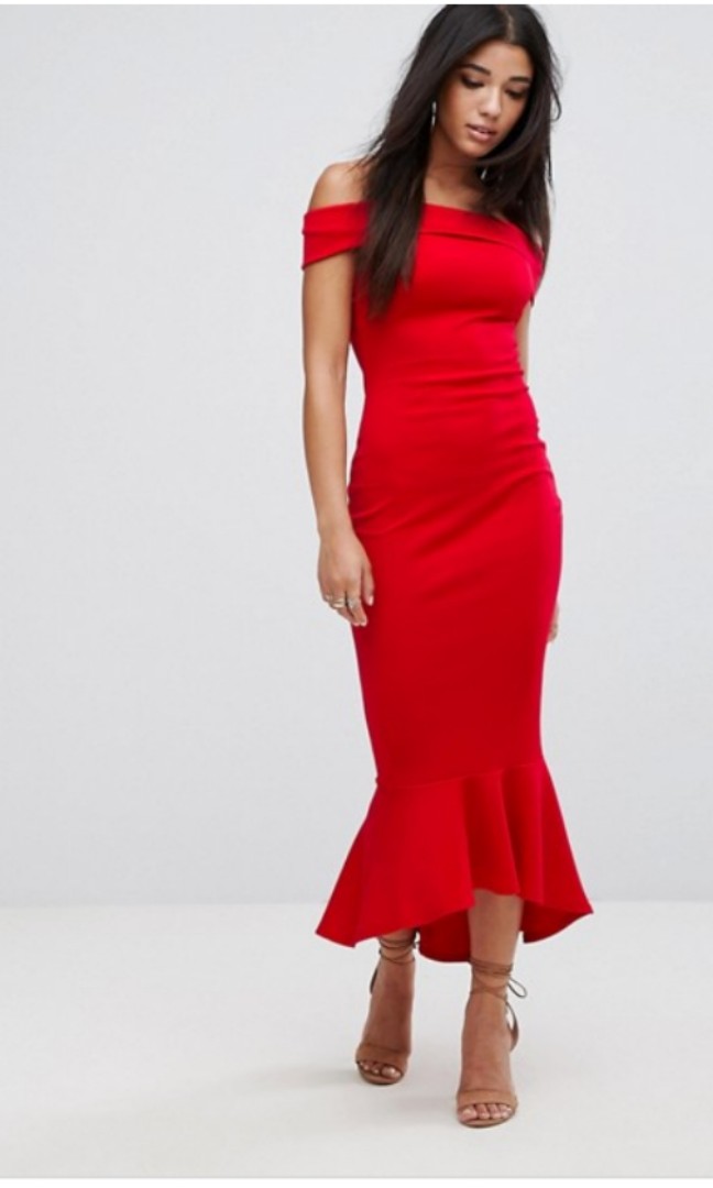 red bardot maxi dress