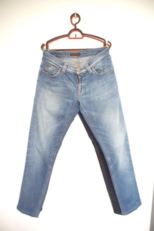 Nudie jeans super blue tag samurai ironheart denim flathead, Fesyen