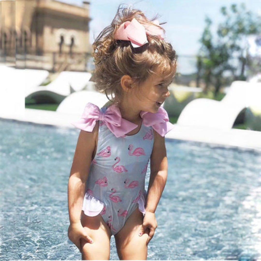 Girls flamingo top bathing suit