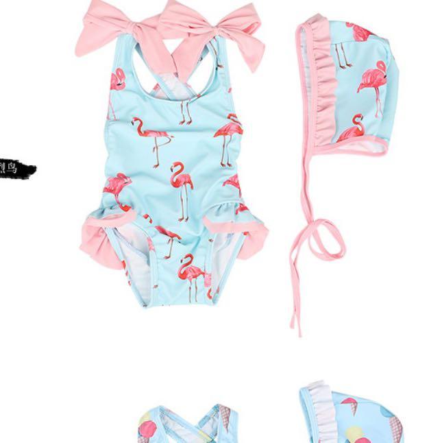 Swimming suit costume for baby girl Flamingo design instock