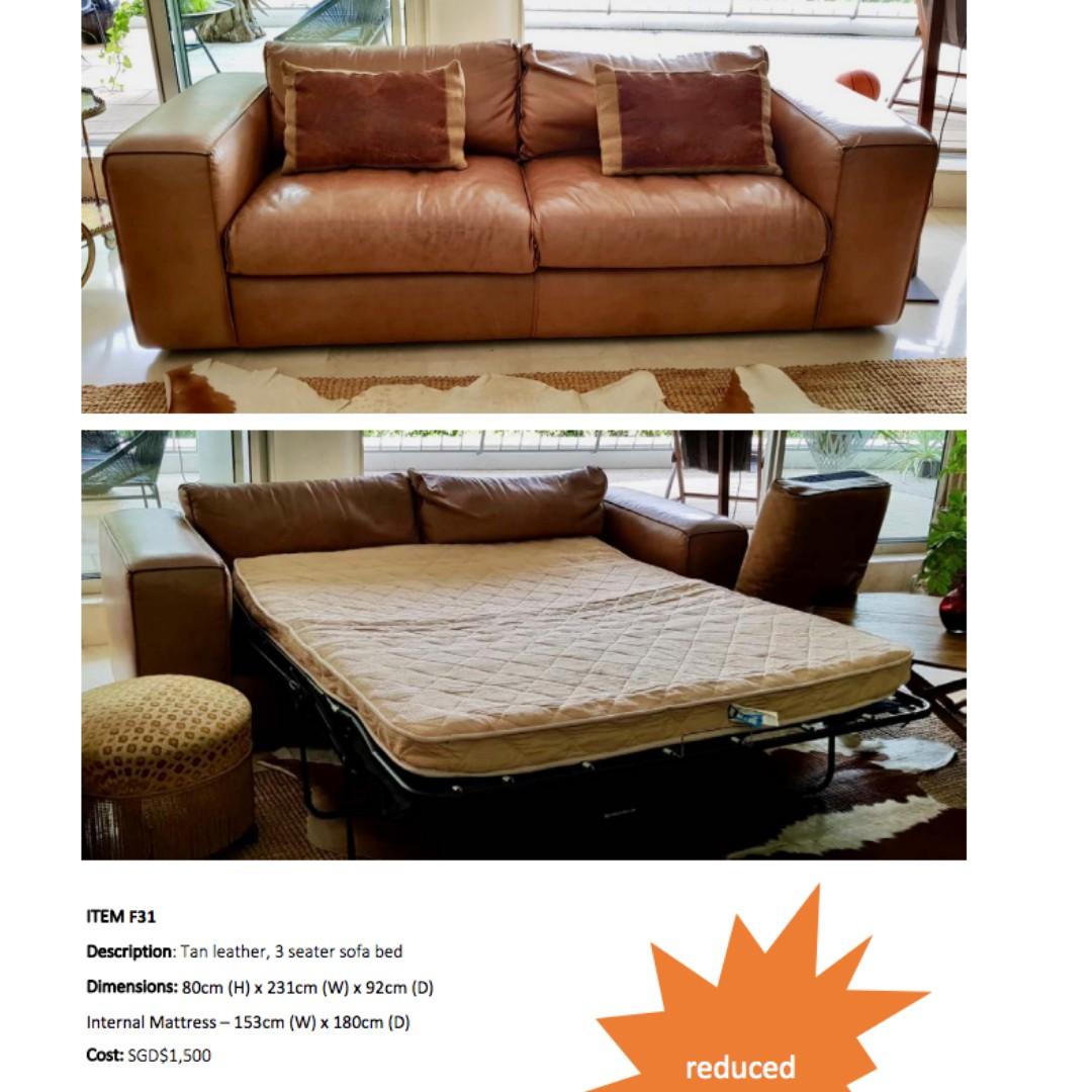 Tan Leather Sofa Bed With Queen Size