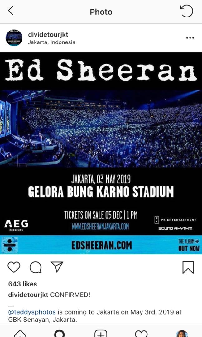 Tiket Ed Sheeran Jakarta Cat 5 Tiket Voucher Tiket Acara Di Carousell Komunitas poker online indonesia mengadakan event poker online bersama edsheeran dengan beragam pemain poker proffesional hadir disini. tiket ed sheeran jakarta cat 5