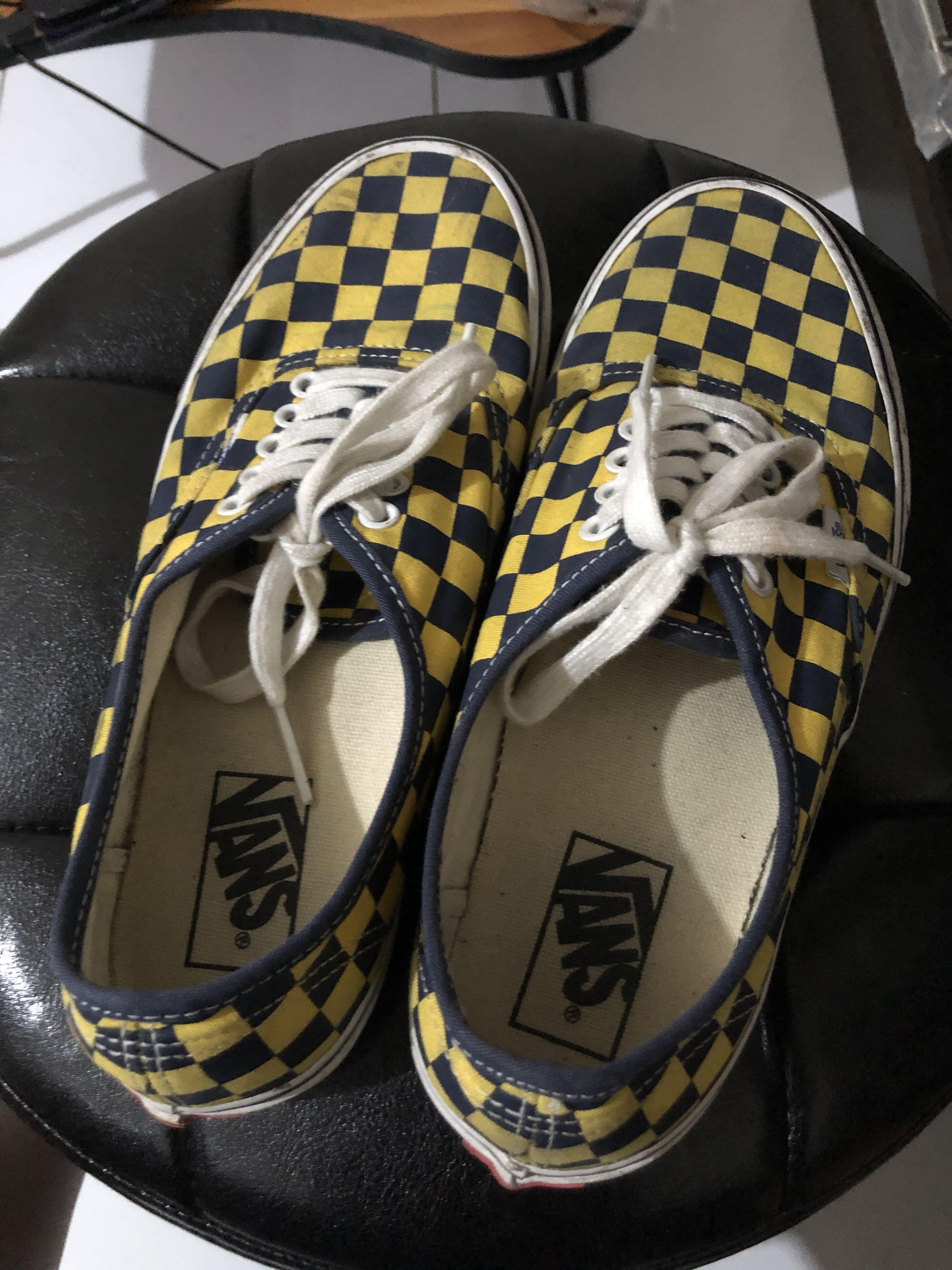 Vans authentic checkerboard yellow hot sale