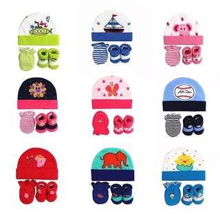 5pcs/lot Newborn Baby Infant Anti Scratching Gloves Mittens + Socks + Cap Set B025