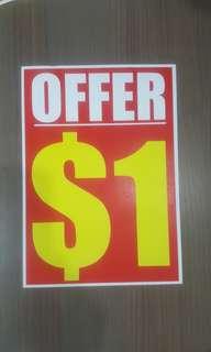 Colour Pricing Signage for sale.. size A4 and A3 paper. I have 5 different price type..