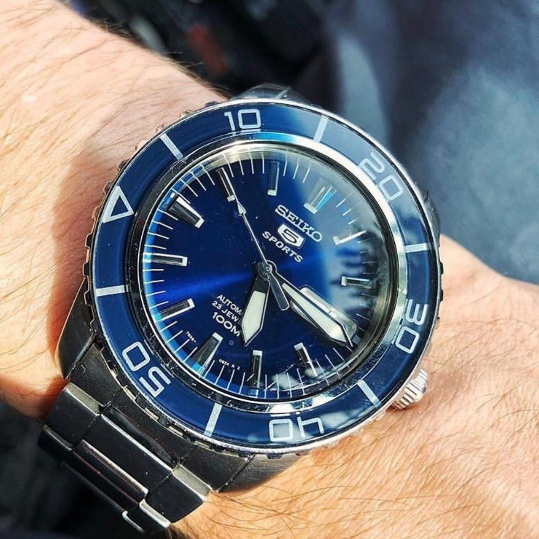 fifty five fathoms automatic blue dial men's watch