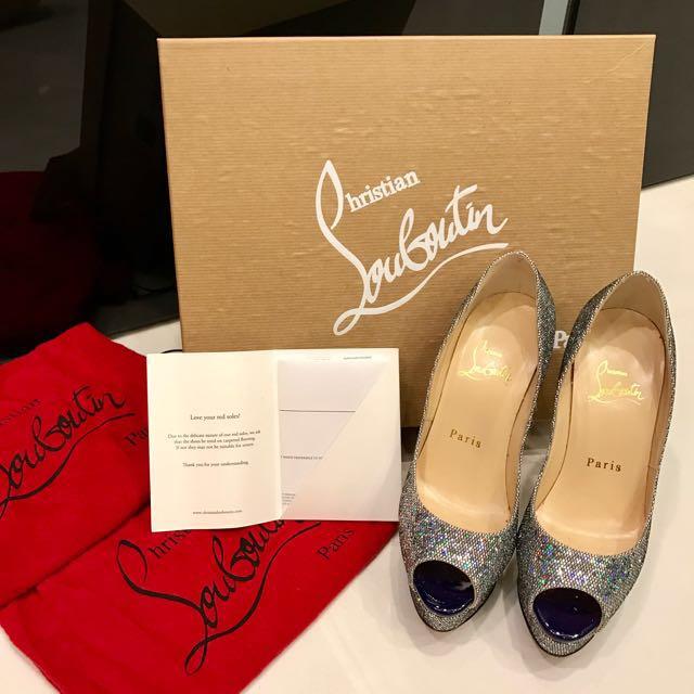 Christian Louboutin Lady Peep 150 Glitter Disco Ball Heels Luxury