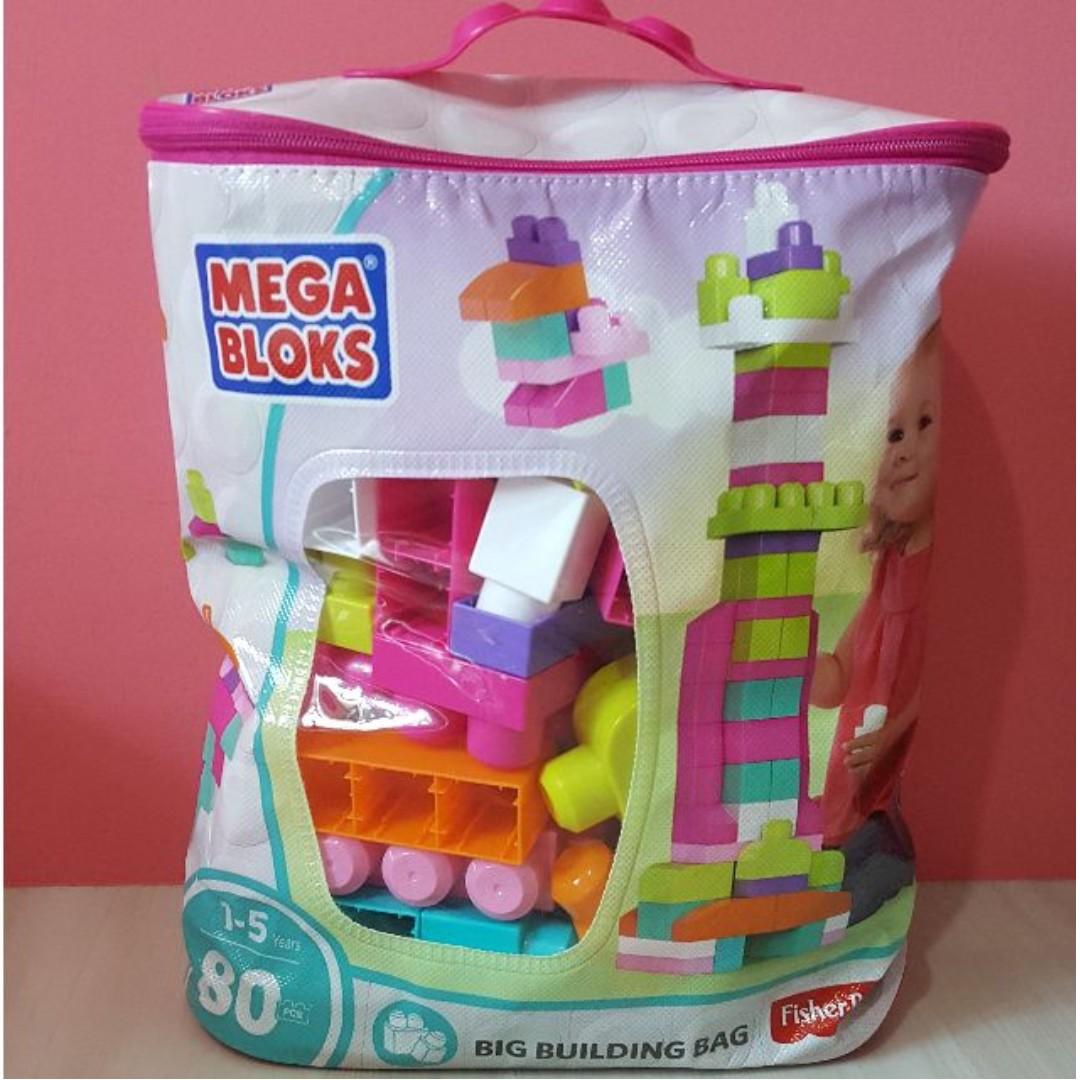 mega bloks big building bag pink 80 piece