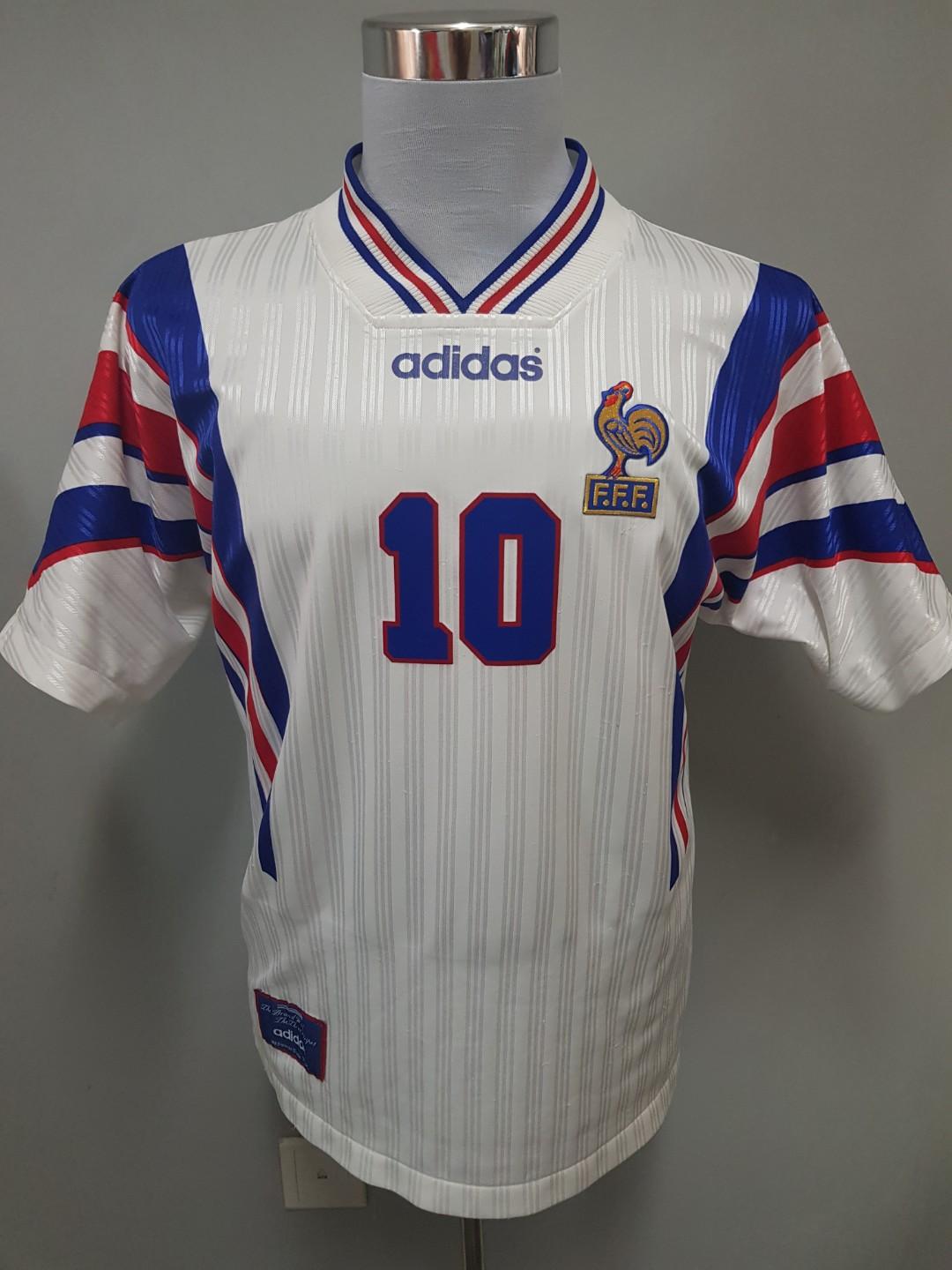 France Euro 1996 Zidane Jersey Adidas Template, Men's Fashion