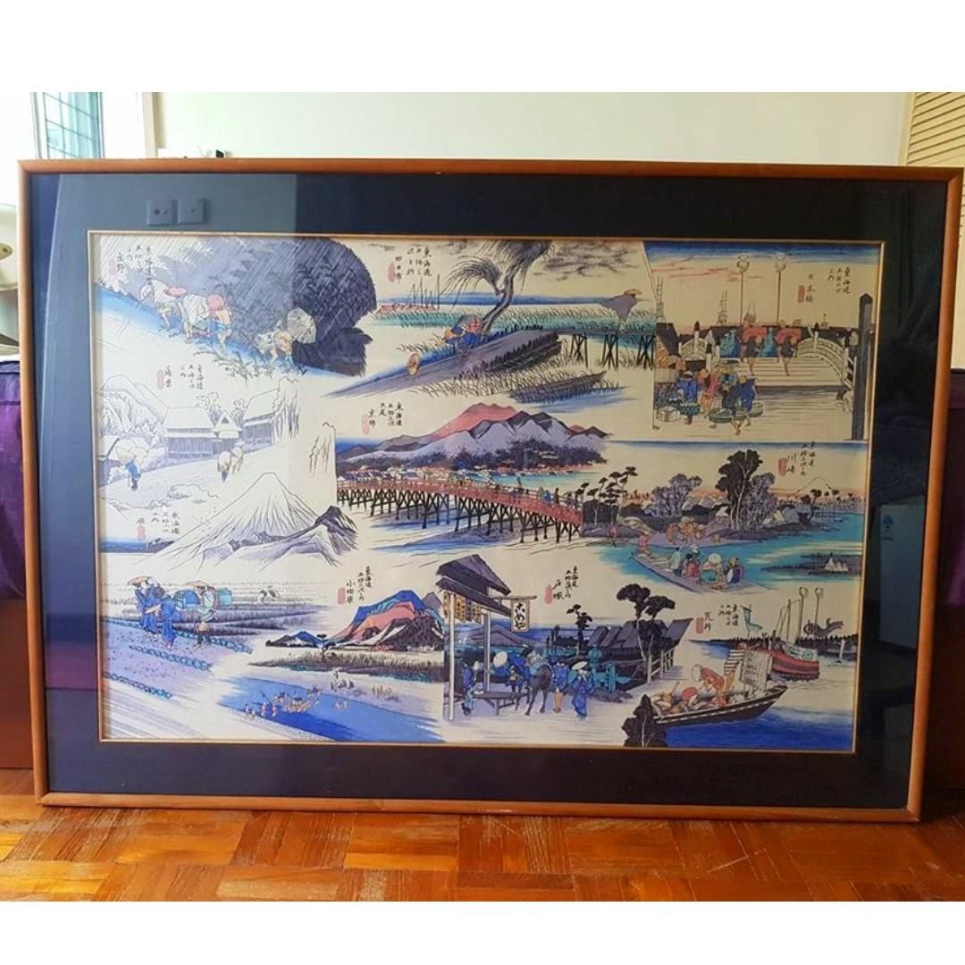 Japanese Blue Silk Painting Framing Byframingangie Vintage