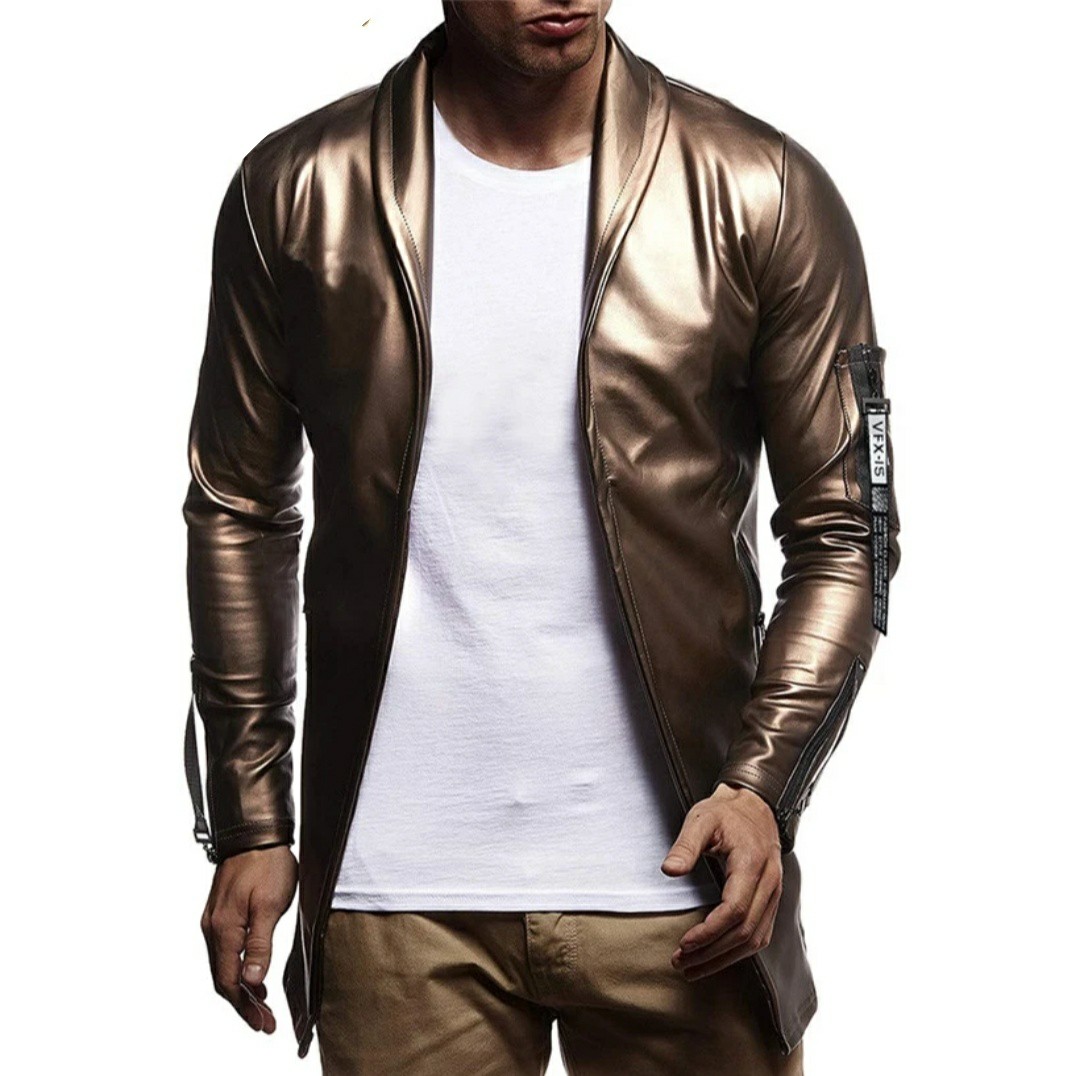 Gold leather clearance jacket mens