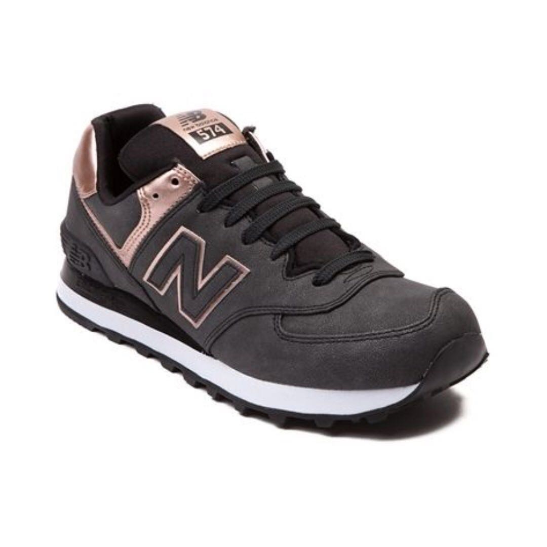 black new balance with rose gold