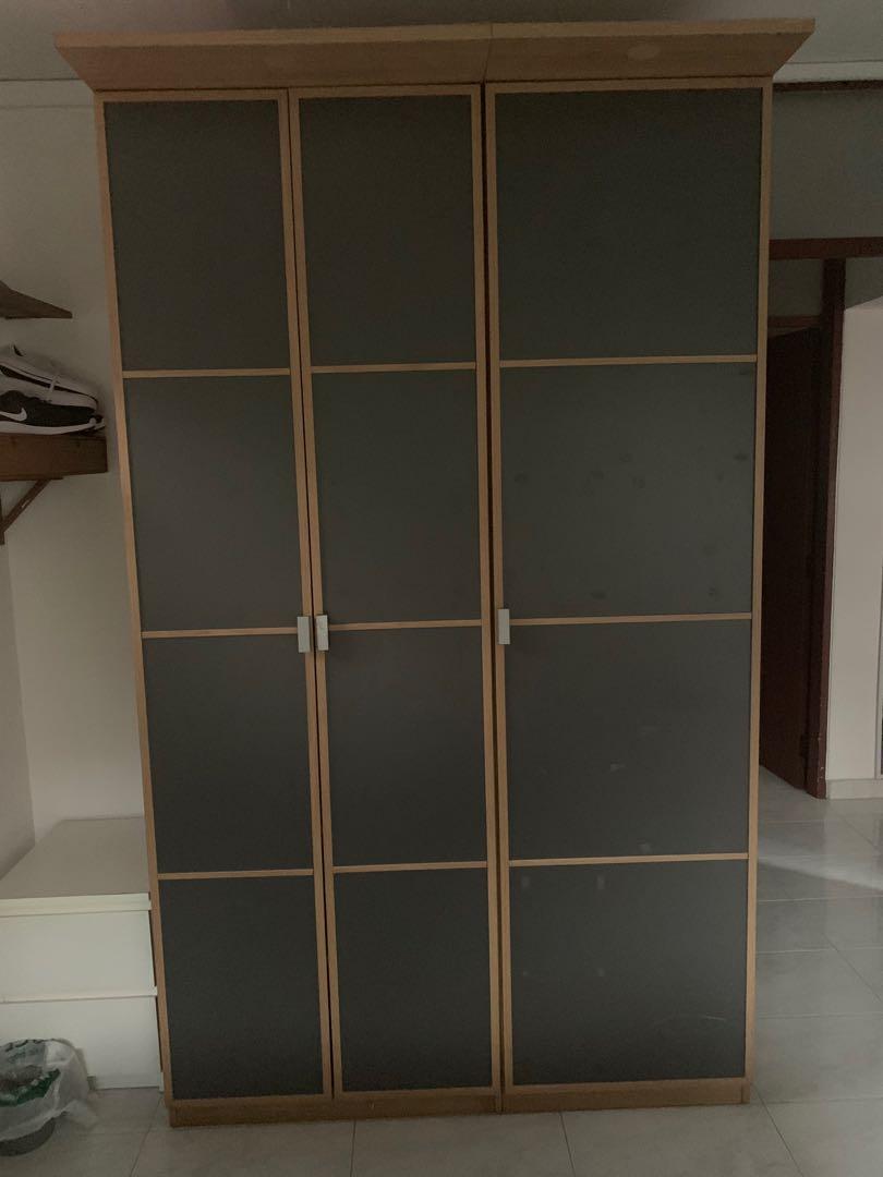 Preloved Ikea 3 Doors High Wardrobe Furniture Shelves Drawers