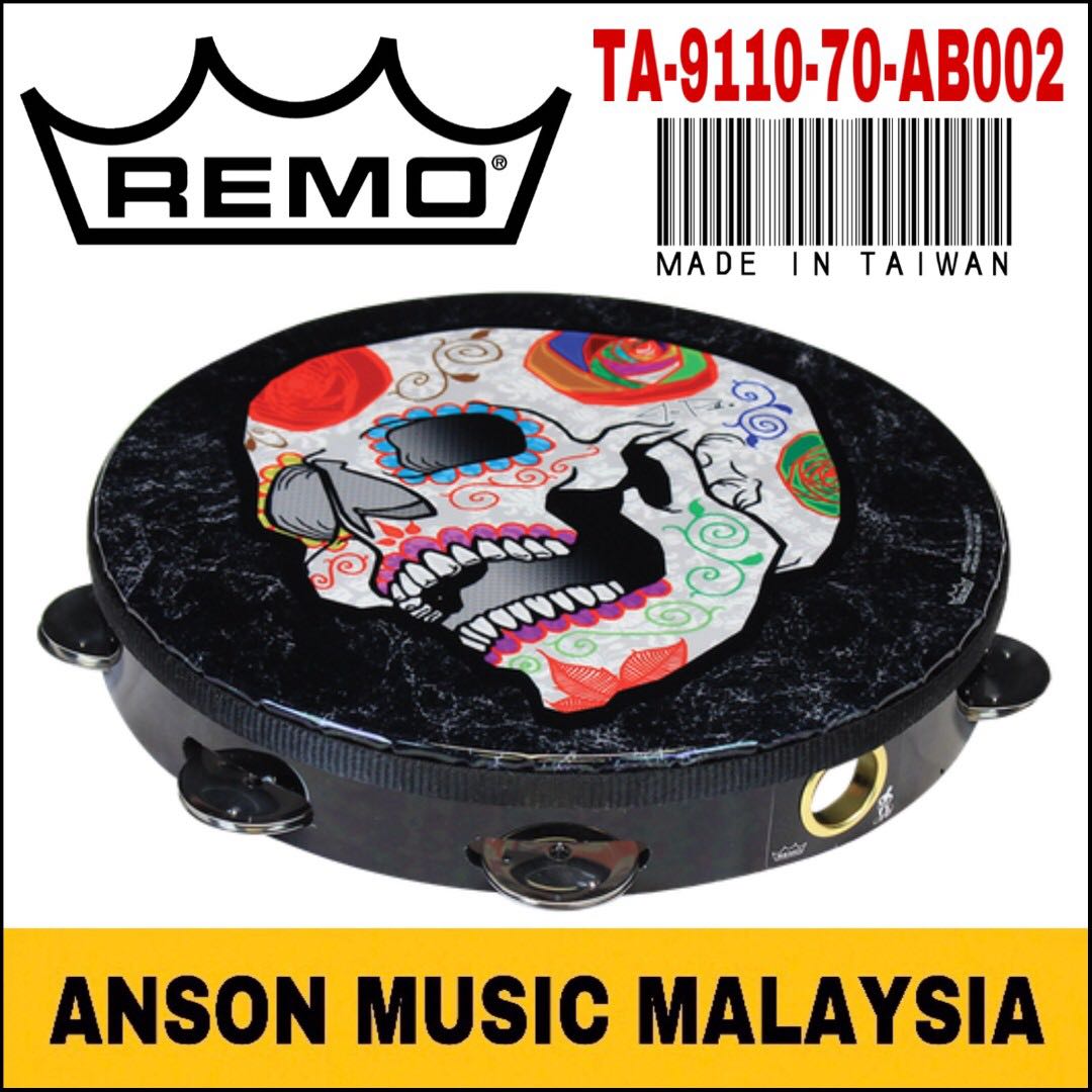 Remo TA911070AB002 ArtBEAT Artist Collection Tambourine, Candy Skull
